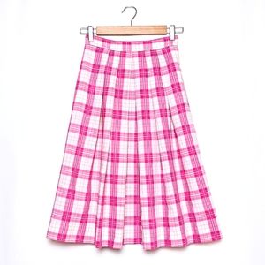 lanz originals pink plaid midi skirt - vintage 60s